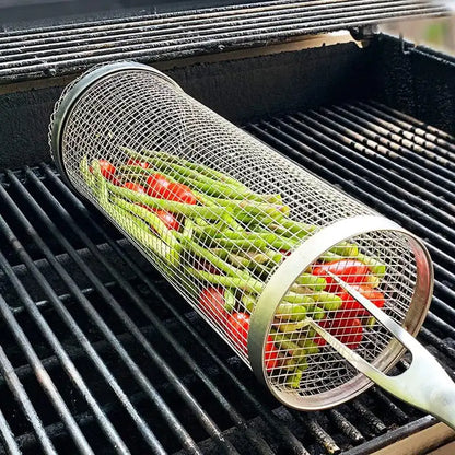 Stainless Steel Outdoor Grill Cylinder Basket