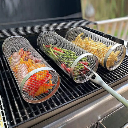 Stainless Steel Outdoor Grill Cylinder Basket